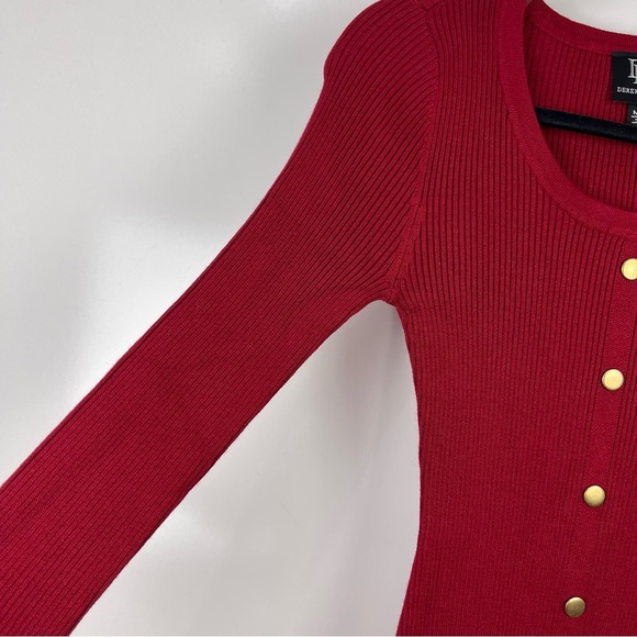 NEW Derek Heart Ribbed Long Sleeve Knit Sweater Dress Red Women's Size Medium - Picture 4 of 6